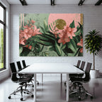 Blumige Illustration Mit Farbigen Blumen Und Blaettern Moderner Hintergrund