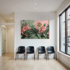 Blumige Illustration Mit Farbigen Blumen Und Blaettern Moderner Hintergrund