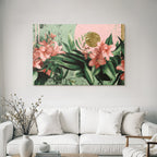Blumige Illustration Mit Farbigen Blumen Und Blaettern Moderner Hintergrund