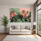 Blumige Illustration Mit Farbigen Blumen Und Blaettern Moderner Hintergrund