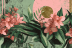 Blumige Illustration Mit Farbigen Blumen Und Blaettern Moderner Hintergrund | Collagen | Kunstgattungen