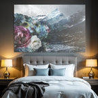 Blumige Landschaft Mit Bergen Und Himmel