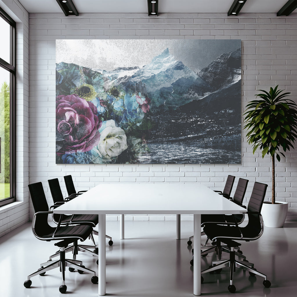 Blumige Landschaft Mit Bergen Und Himmel