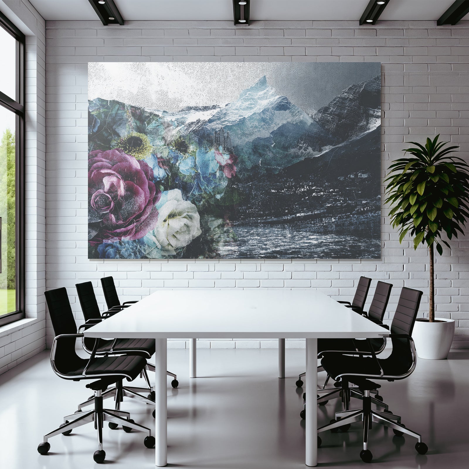 Blumige Landschaft Mit Bergen Und Himmel