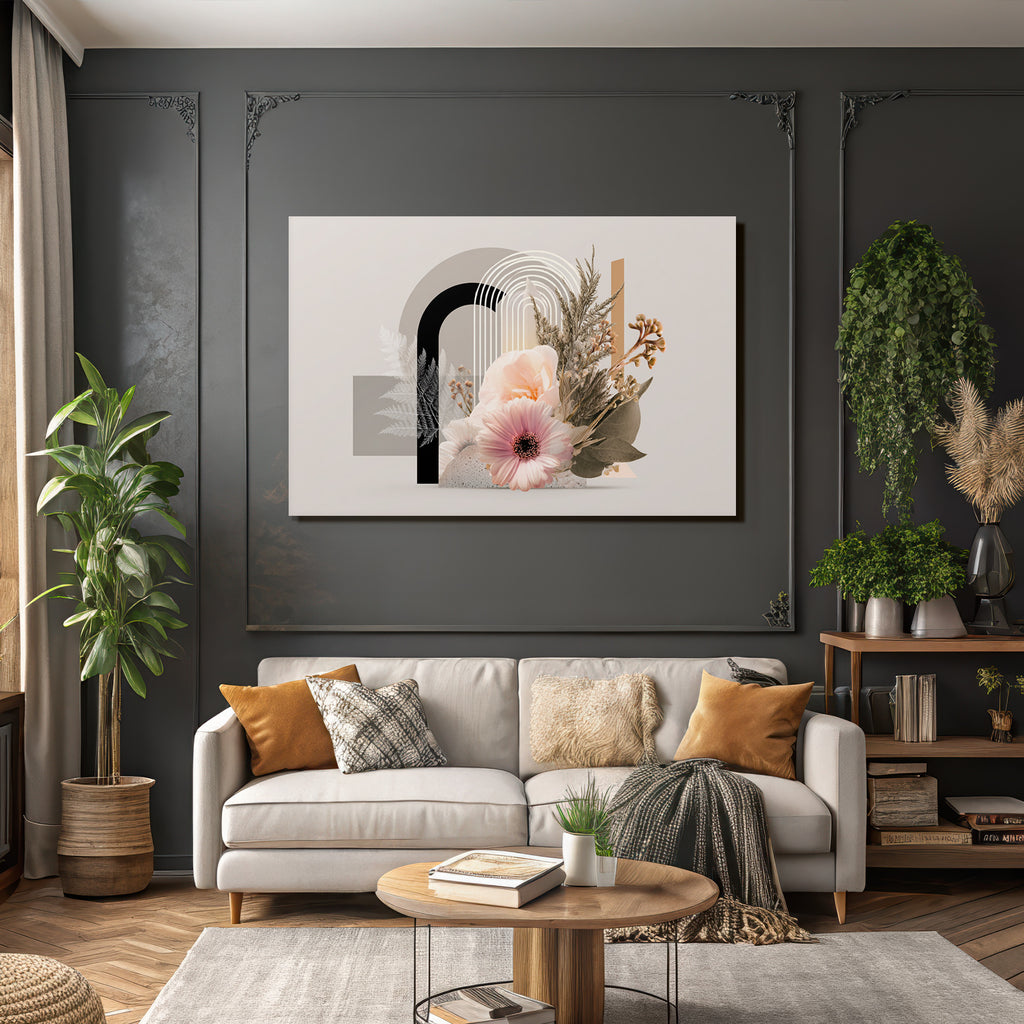 Blumige Modern Grafik Design Mit Abstrakten Formen Und Linien