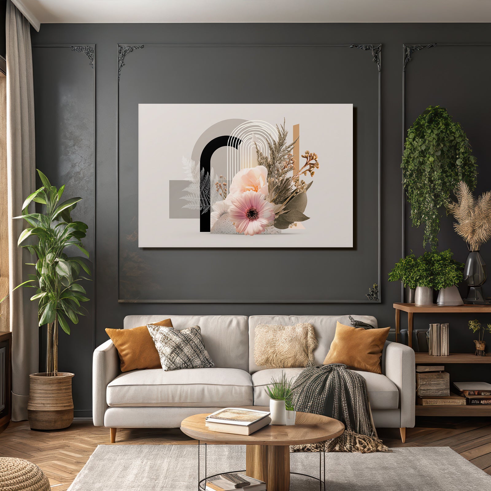 Blumige Modern Grafik Design Mit Abstrakten Formen Und Linien