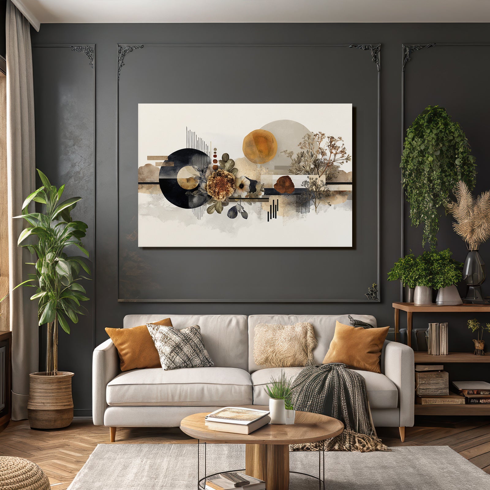 Botanische Abstrakte Kunst Geometrische Formen Erdige Farben