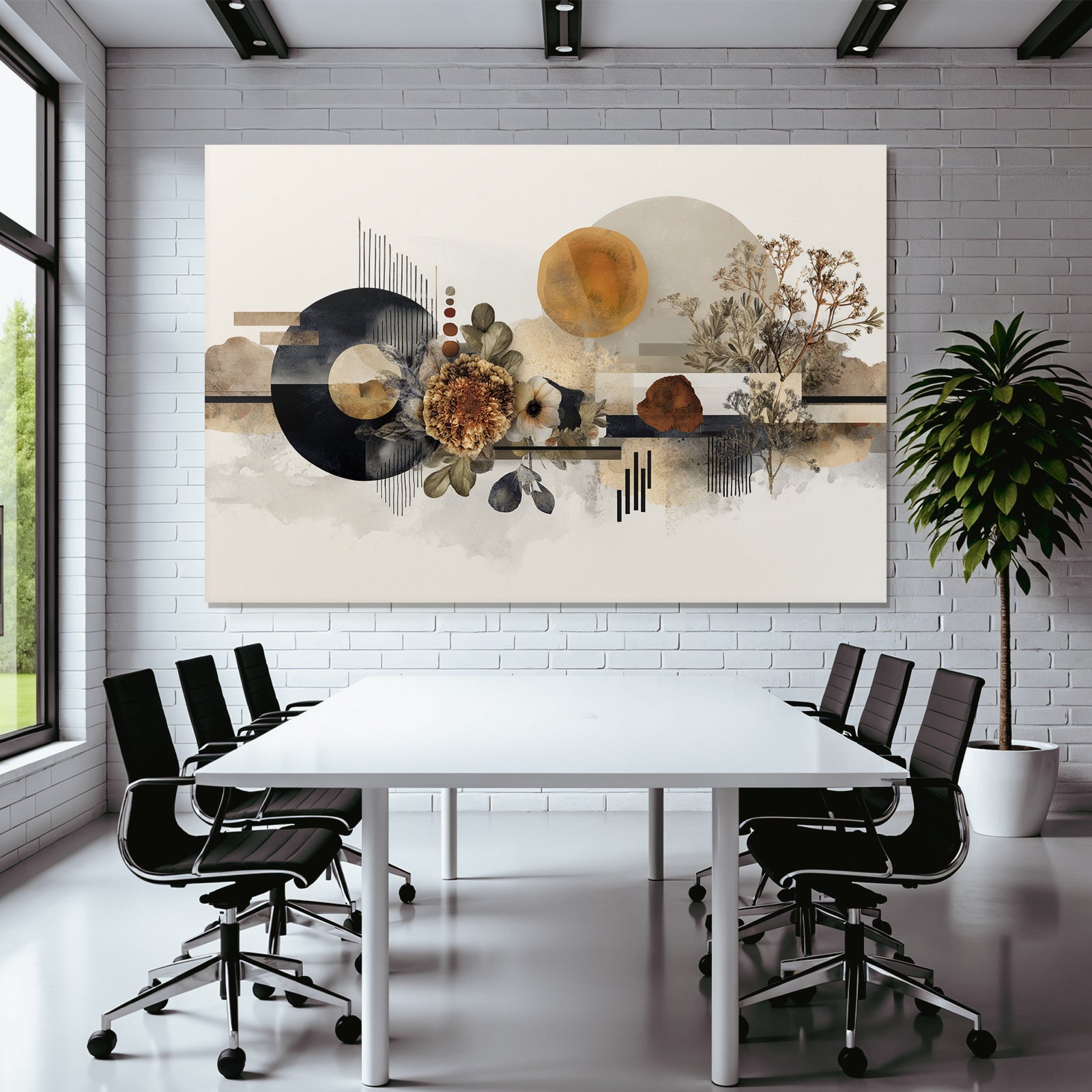 Botanische Abstrakte Kunst Geometrische Formen Erdige Farben