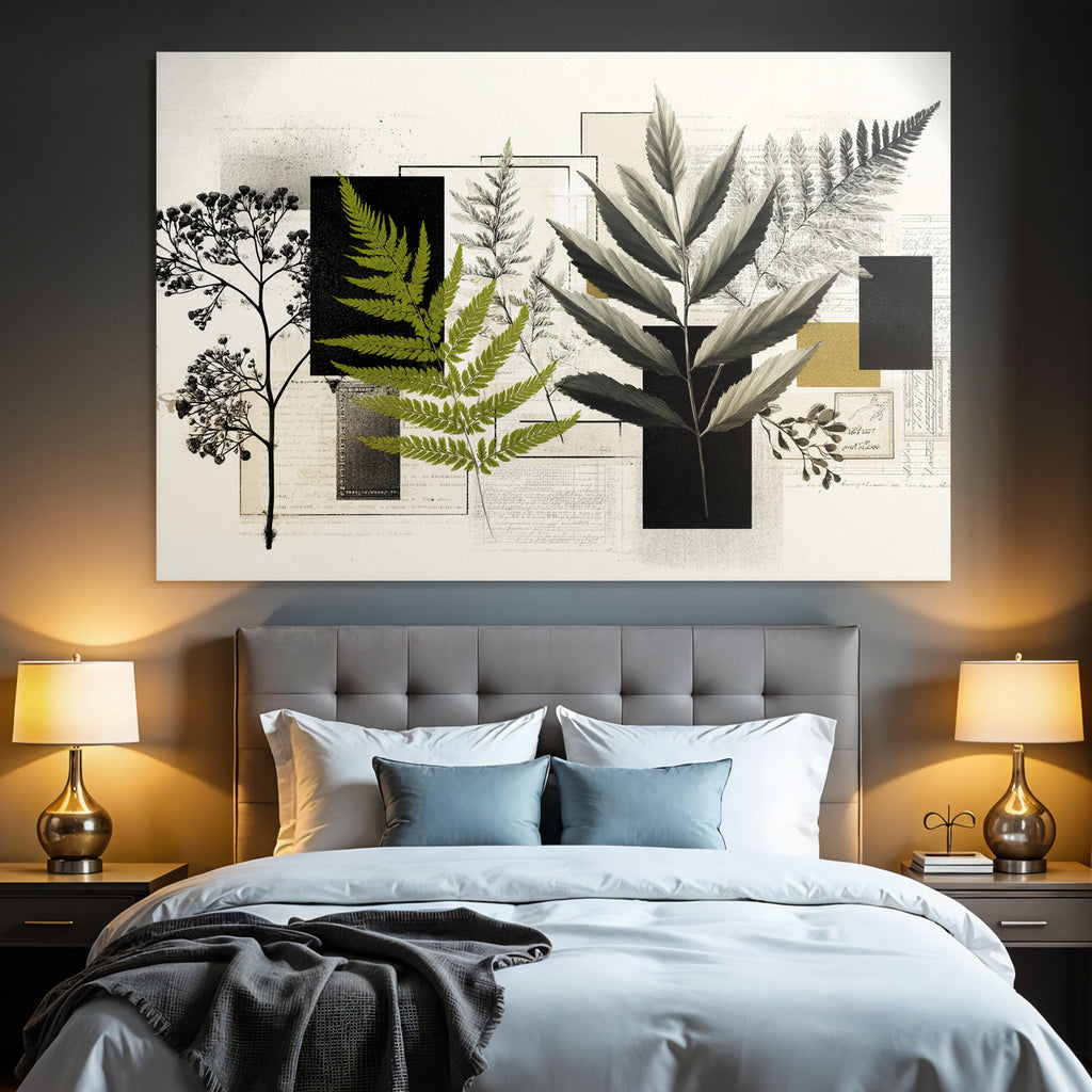 Botanische Collage Ferne Und Pflanzen Abstract Shapes Texturen