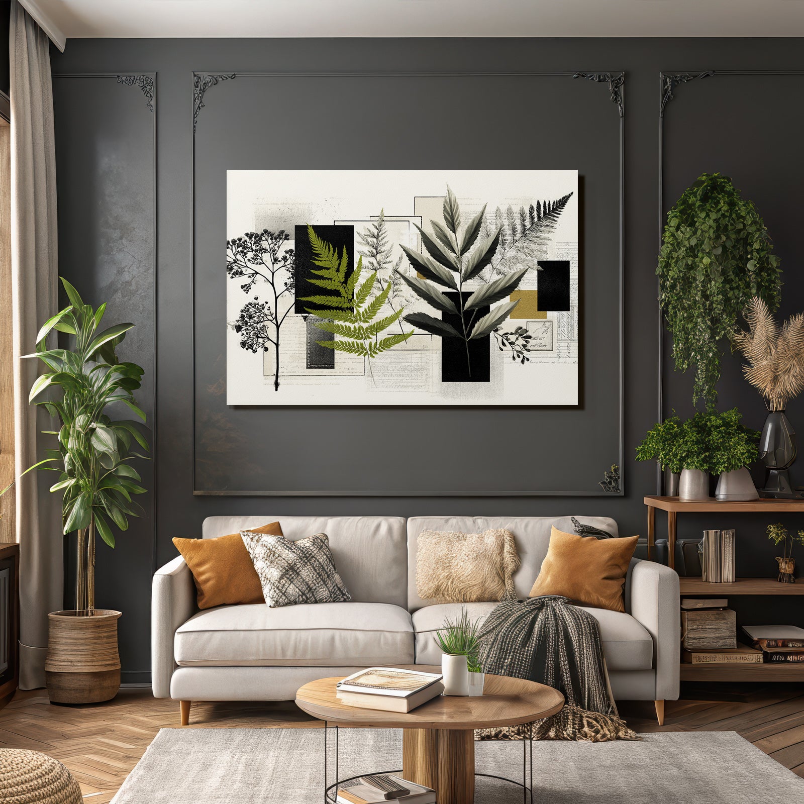 Botanische Collage Ferne Und Pflanzen Abstract Shapes Texturen