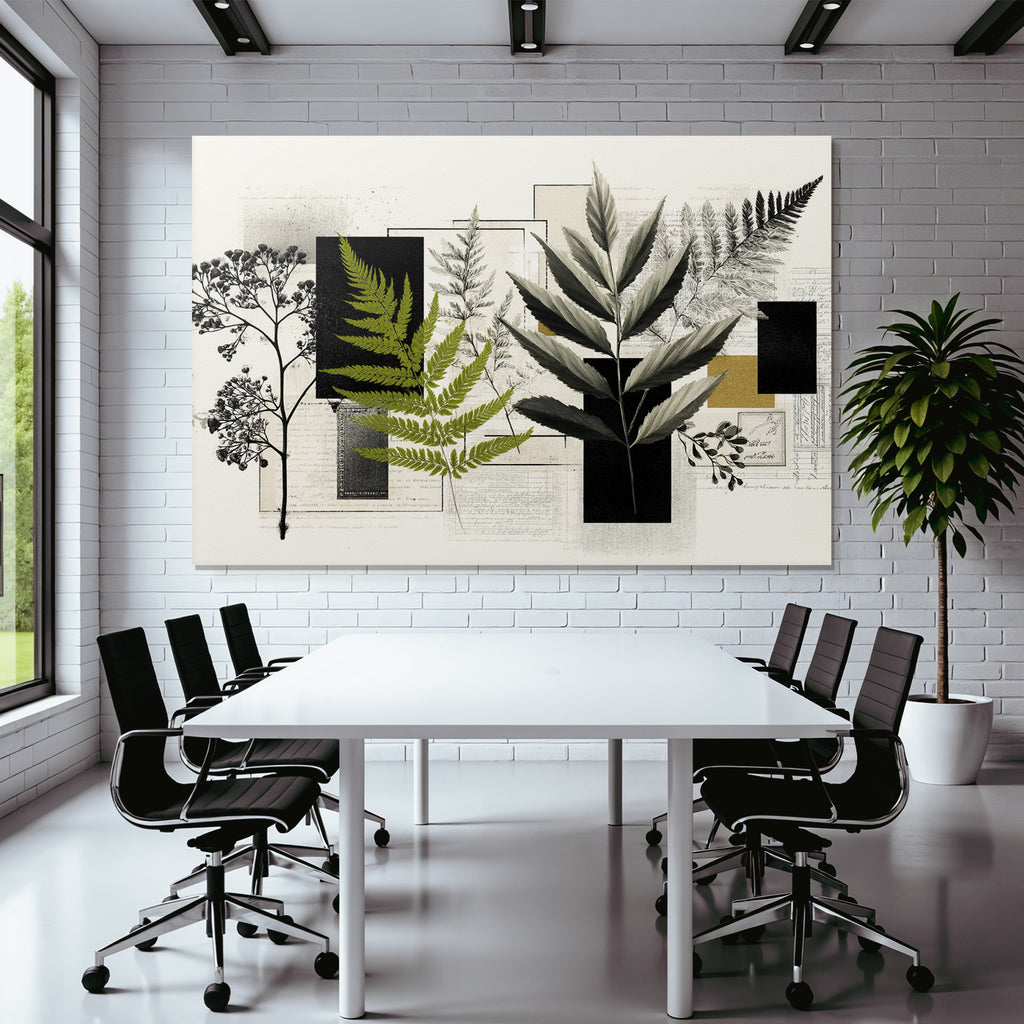 Botanische Collage Ferne Und Pflanzen Abstract Shapes Texturen