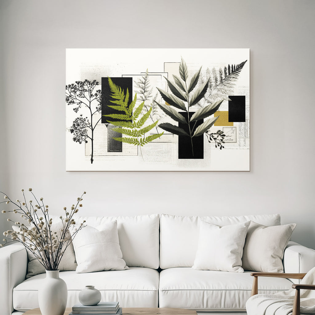Botanische Collage Ferne Und Pflanzen Abstract Shapes Texturen