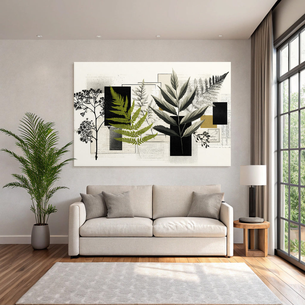 Botanische Collage Ferne Und Pflanzen Abstract Shapes Texturen