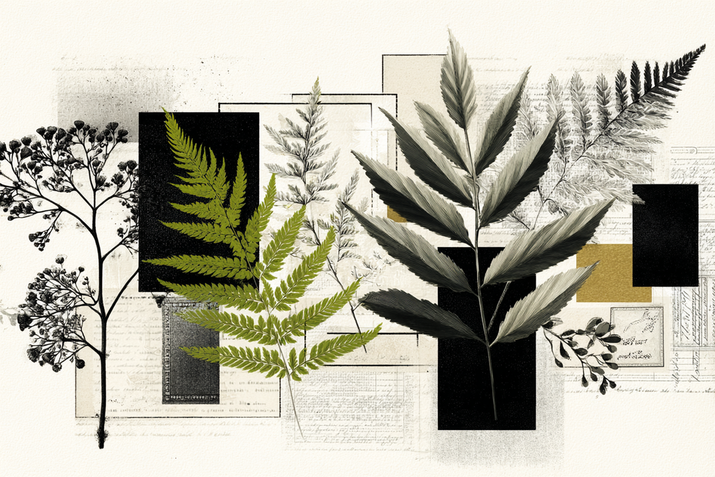 Botanische Collage Ferne Und Pflanzen Abstract Shapes Texturen | Collagen | Kunstgattungen