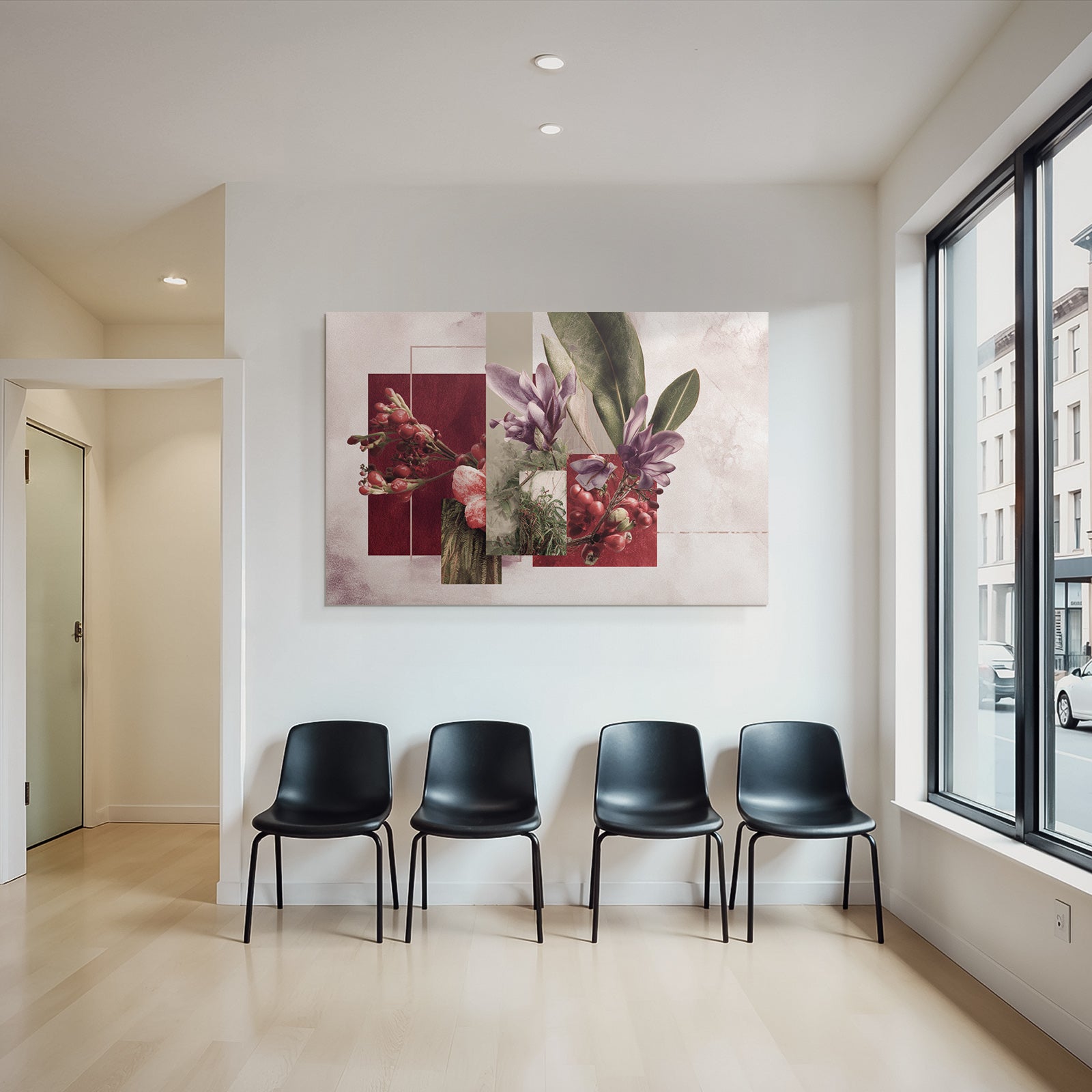 Botanische Kunst Collage Moderner Stil Geometrische Formen