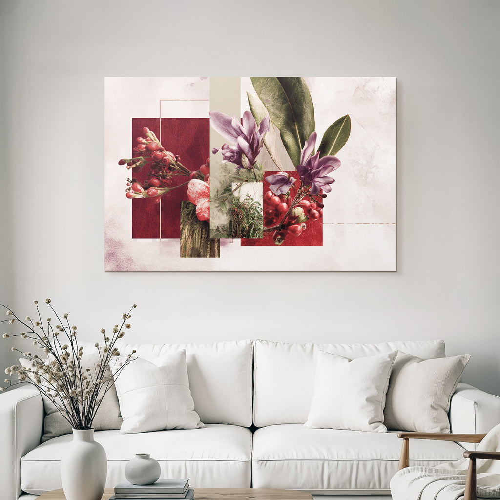 Botanische Kunst Collage Moderner Stil Geometrische Formen