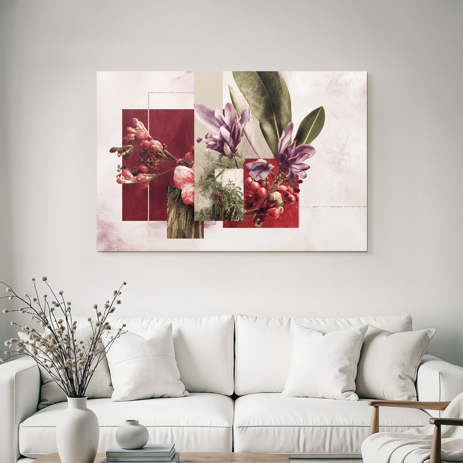 Botanische Kunst Collage Moderner Stil Geometrische Formen