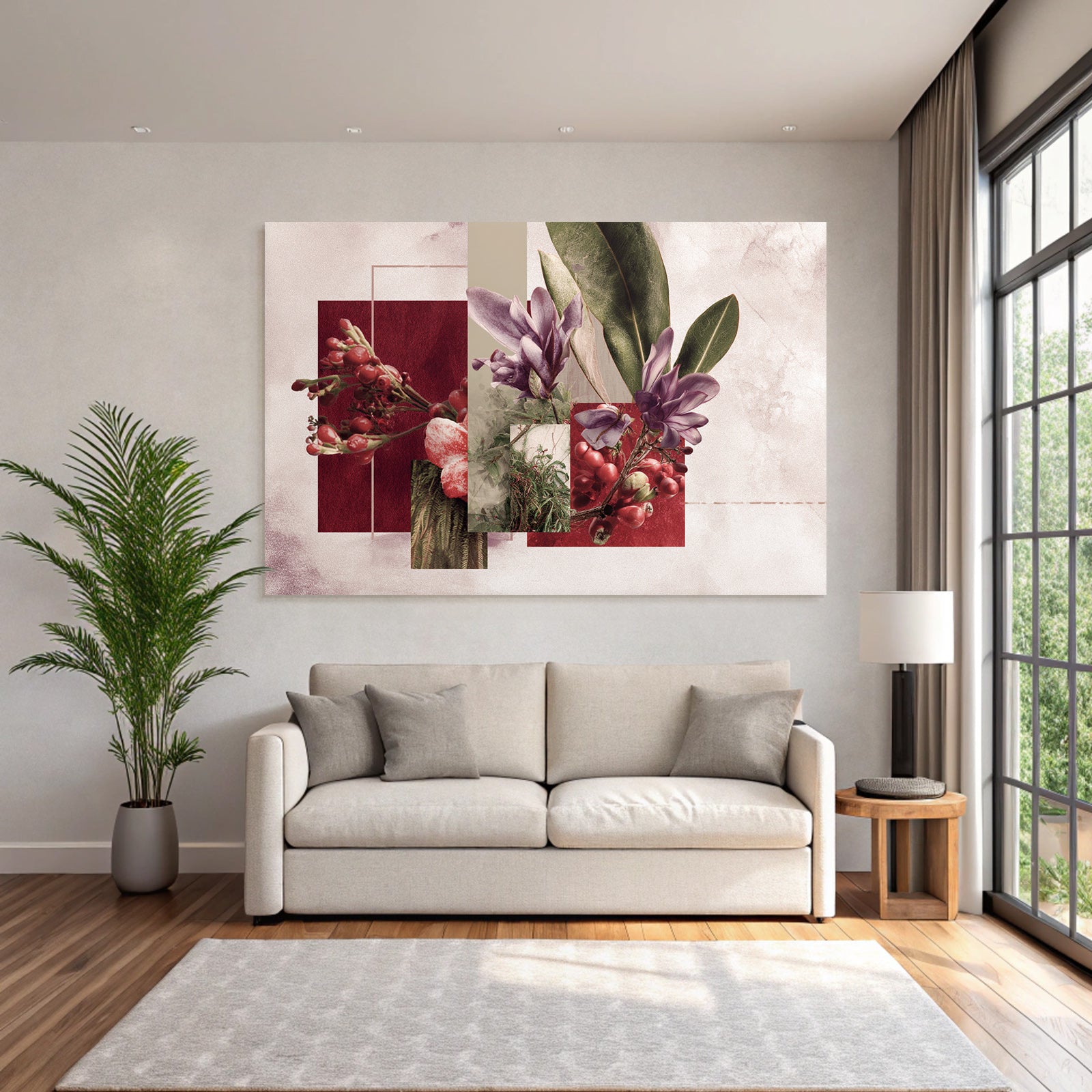 Botanische Kunst Collage Moderner Stil Geometrische Formen