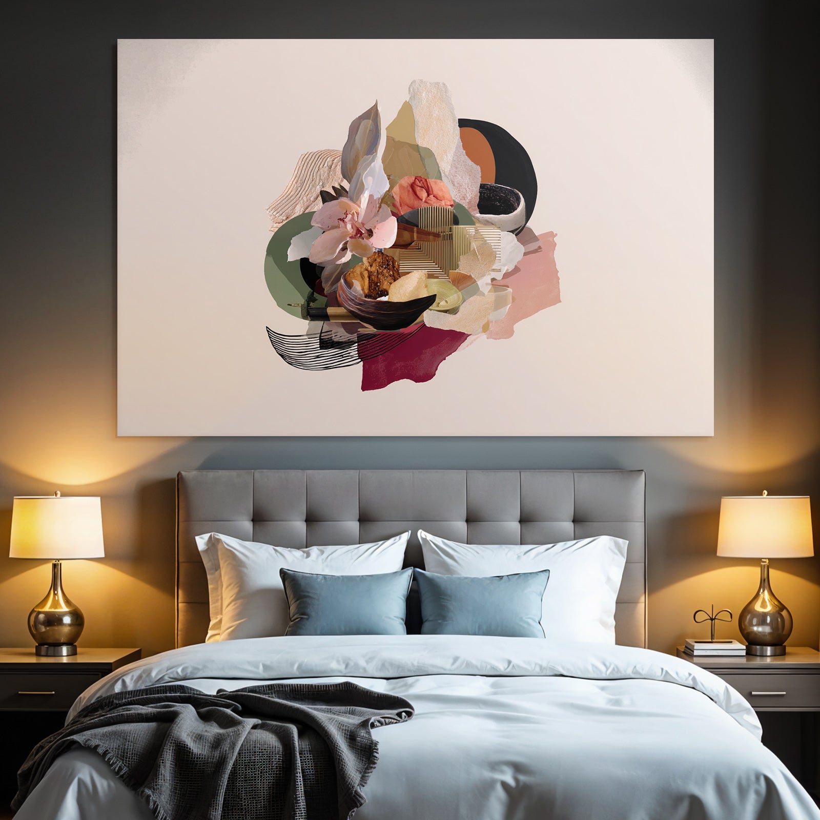 Digitale Collage Moderne Abstrakte Formen Farbe Blumen Schalen Muster