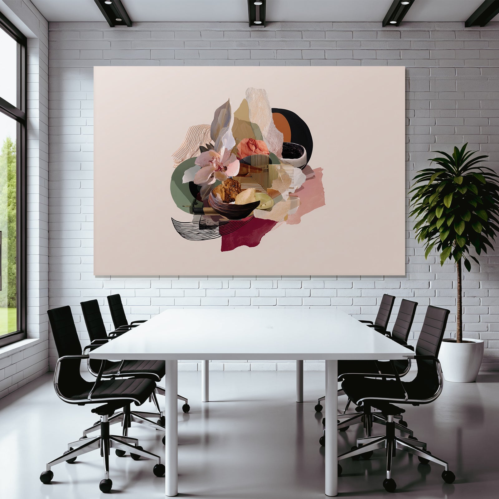 Digitale Collage Moderne Abstrakte Formen Farbe Blumen Schalen Muster