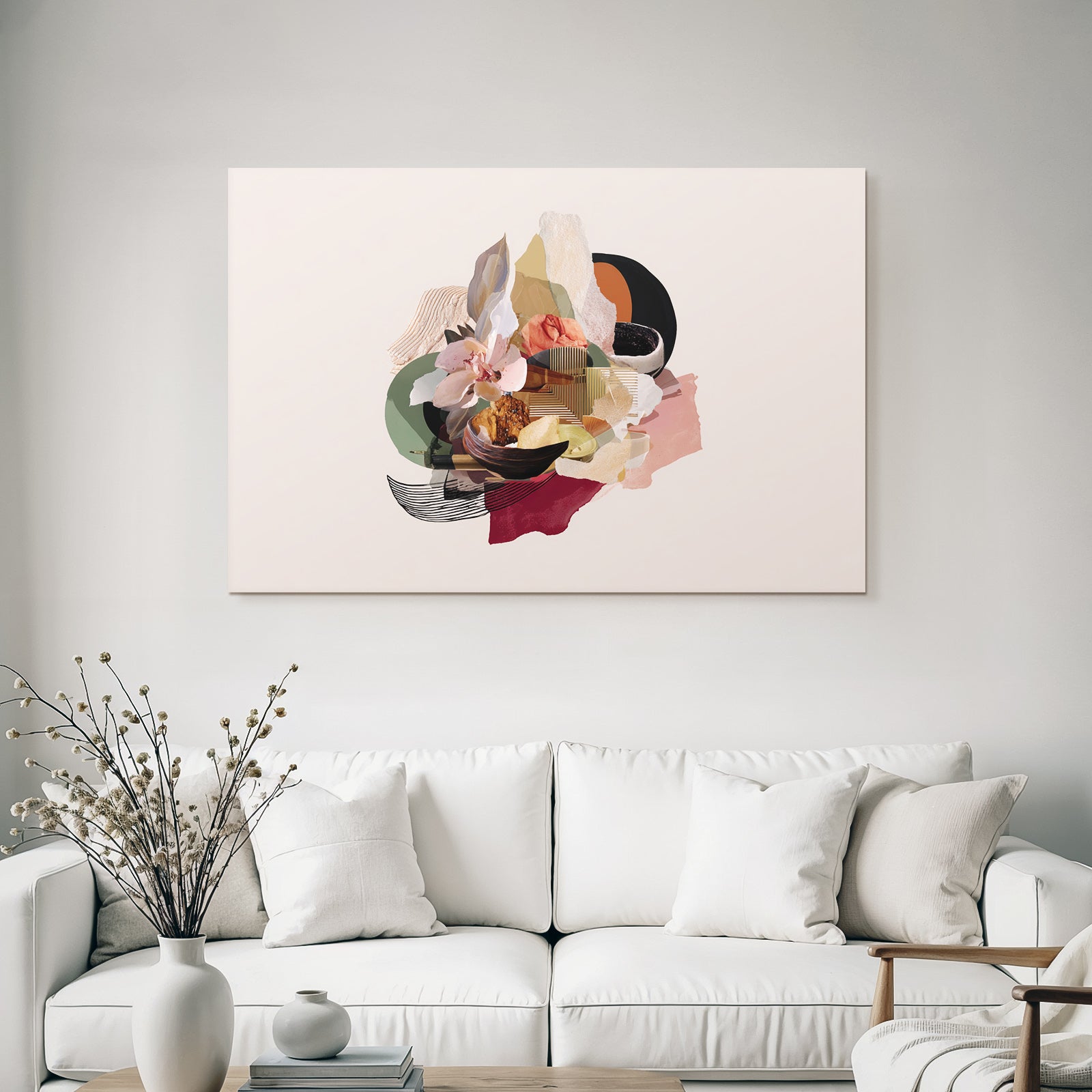 Digitale Collage Moderne Abstrakte Formen Farbe Blumen Schalen Muster
