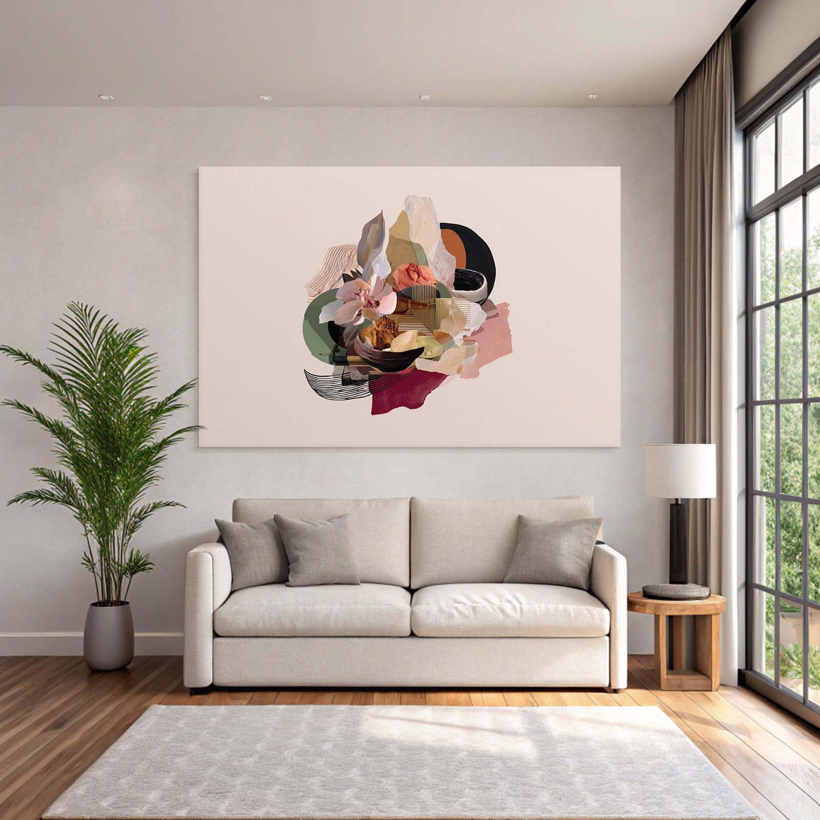 Digitale Collage Moderne Abstrakte Formen Farbe Blumen Schalen Muster