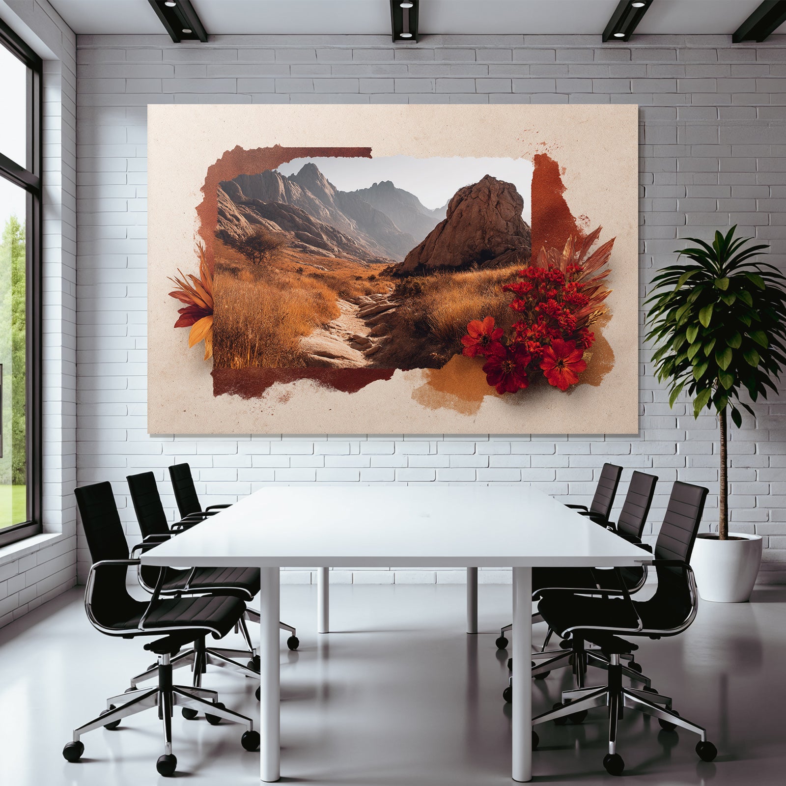 Gebirgslandschaft Mit Blumen Und Steinweg