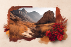 Gebirgslandschaft Mit Blumen Und Steinweg | Collagen | Kunstgattungen