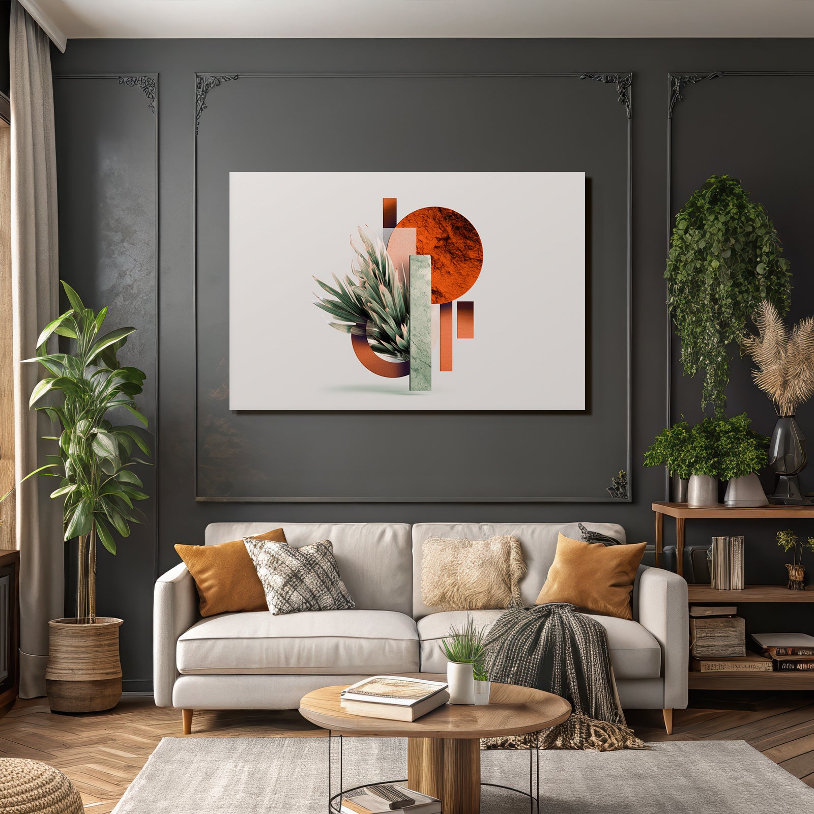 Geometrische Botanische Digitale Kunst Moderner Aesthetik