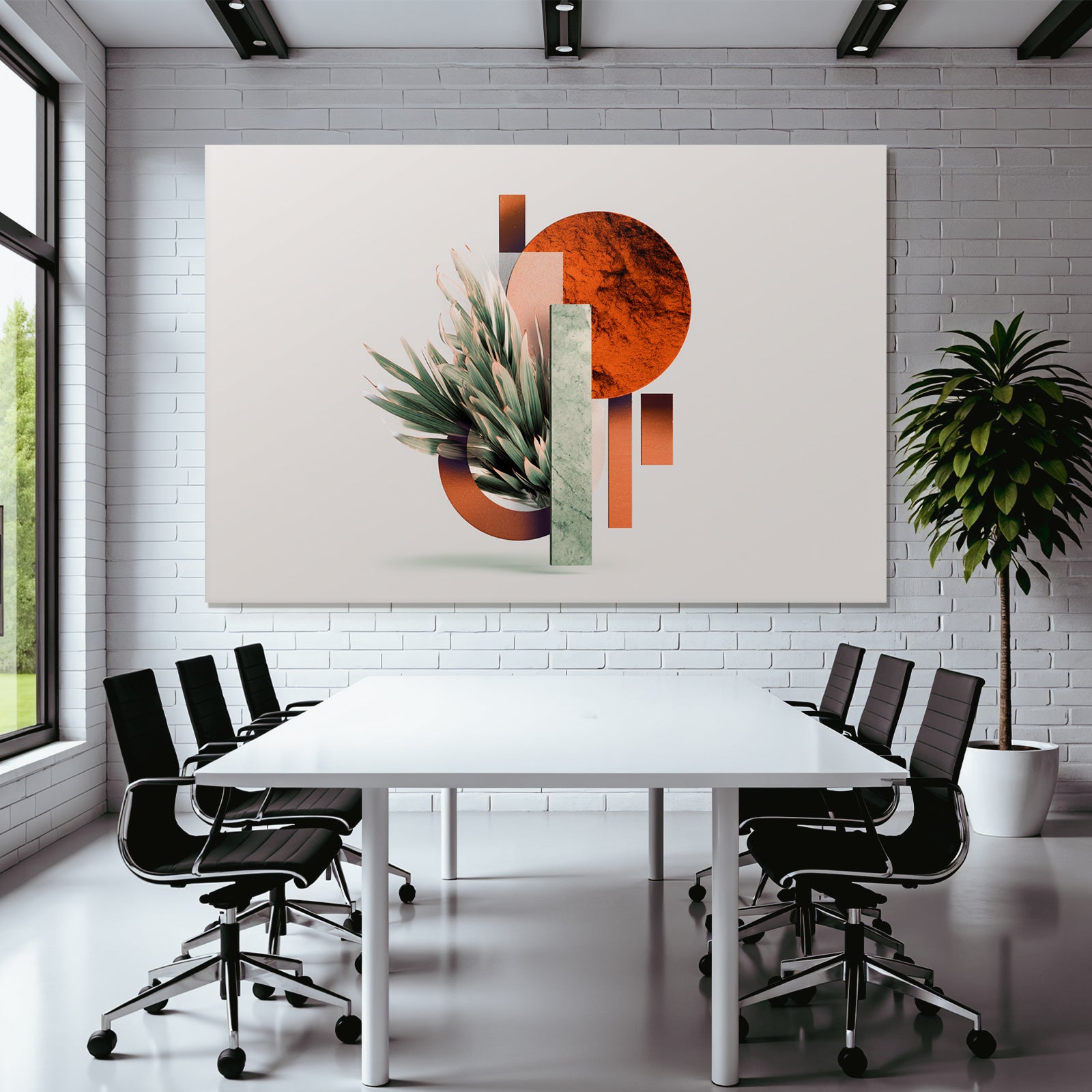 Geometrische Botanische Digitale Kunst Moderner Aesthetik