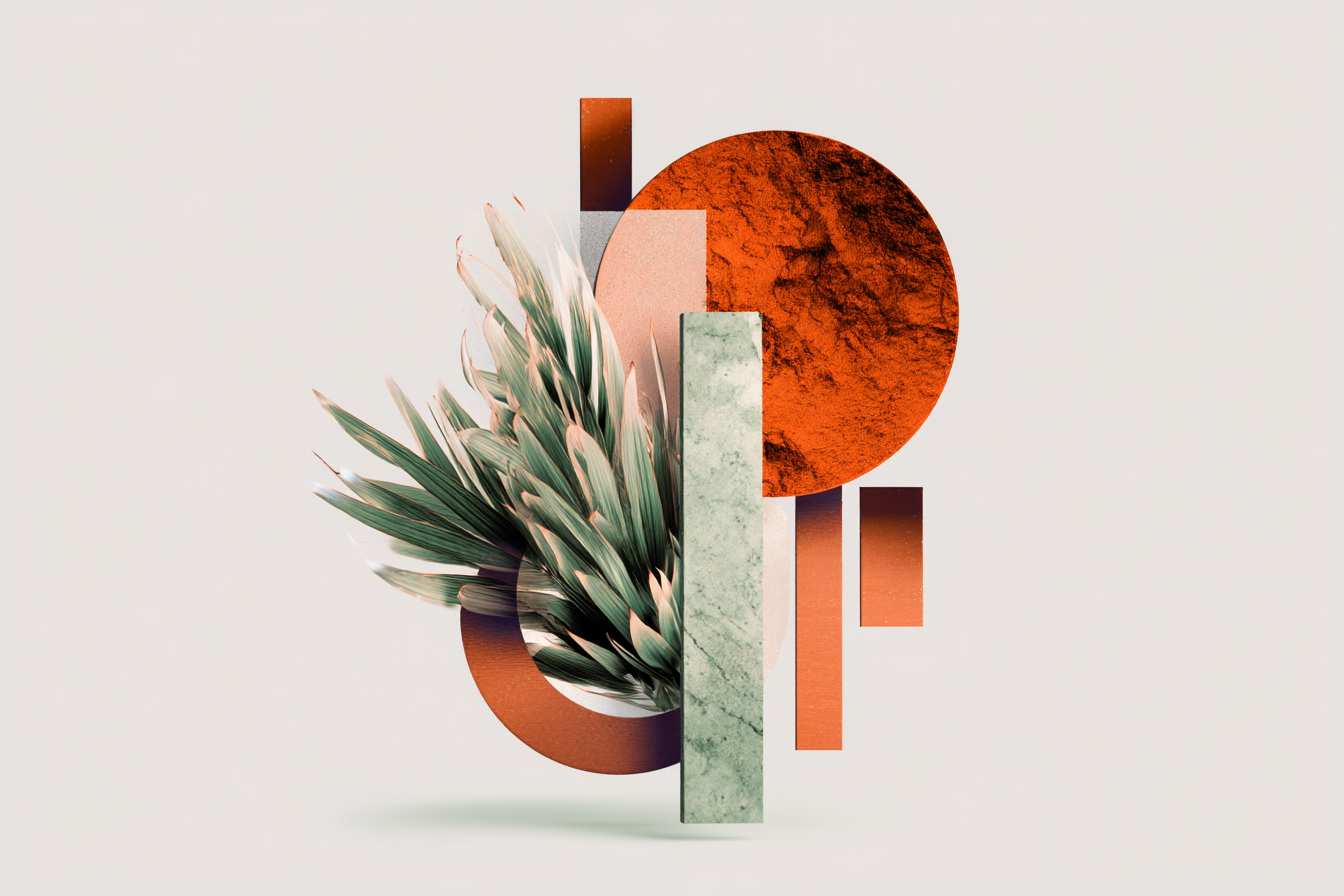 Geometrische Botanische Digitale Kunst Moderner Aesthetik | Collagen | Kunstgattungen