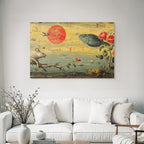 Grosse Rote Sonne Fisch Hase Rosen Surrealistische Malerei