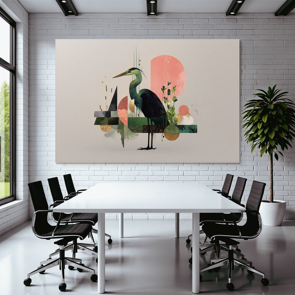 Heron Geometric Artwork Mit Farben Und Texturen