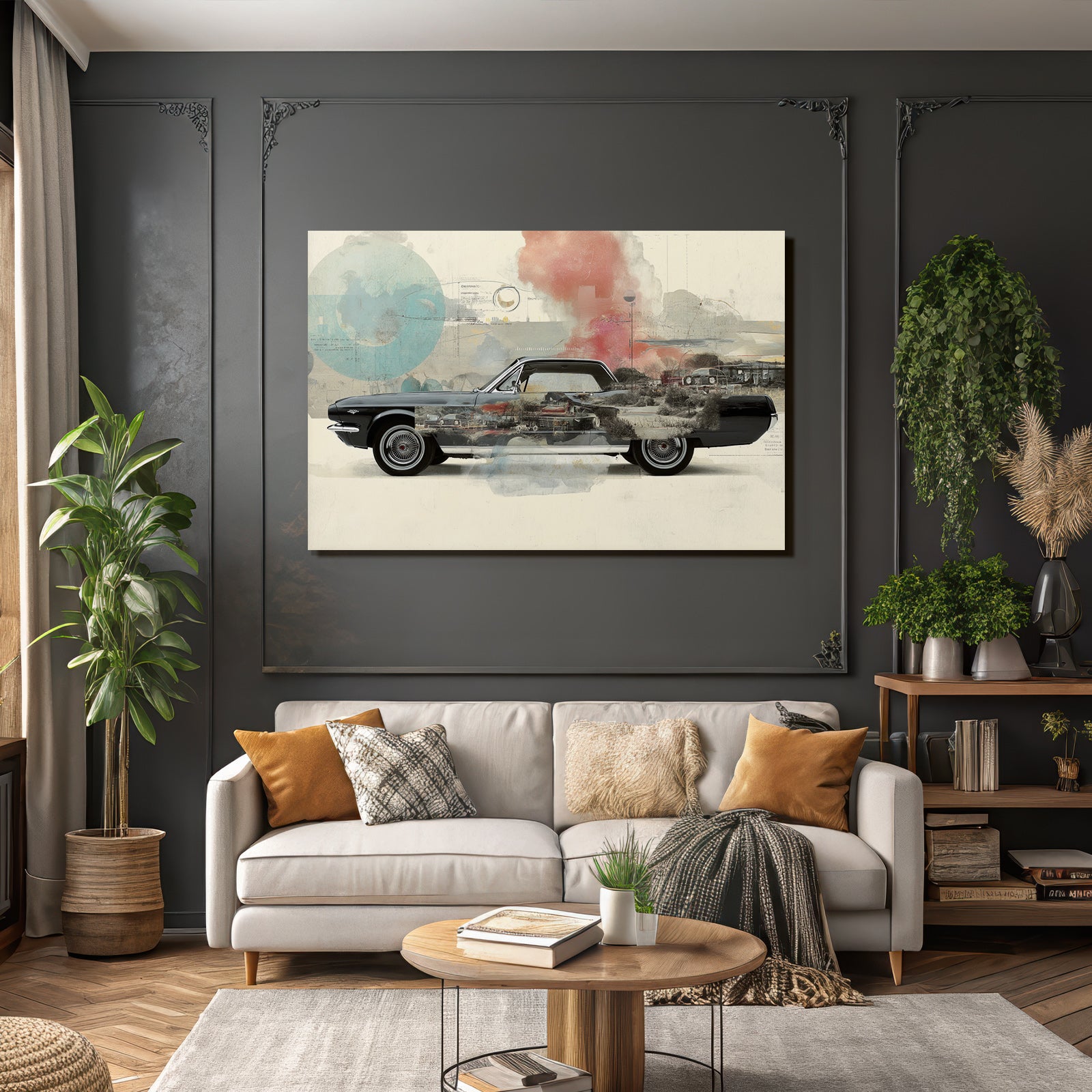Klassisches Auto Kunst Collage Vintage Abstrakt