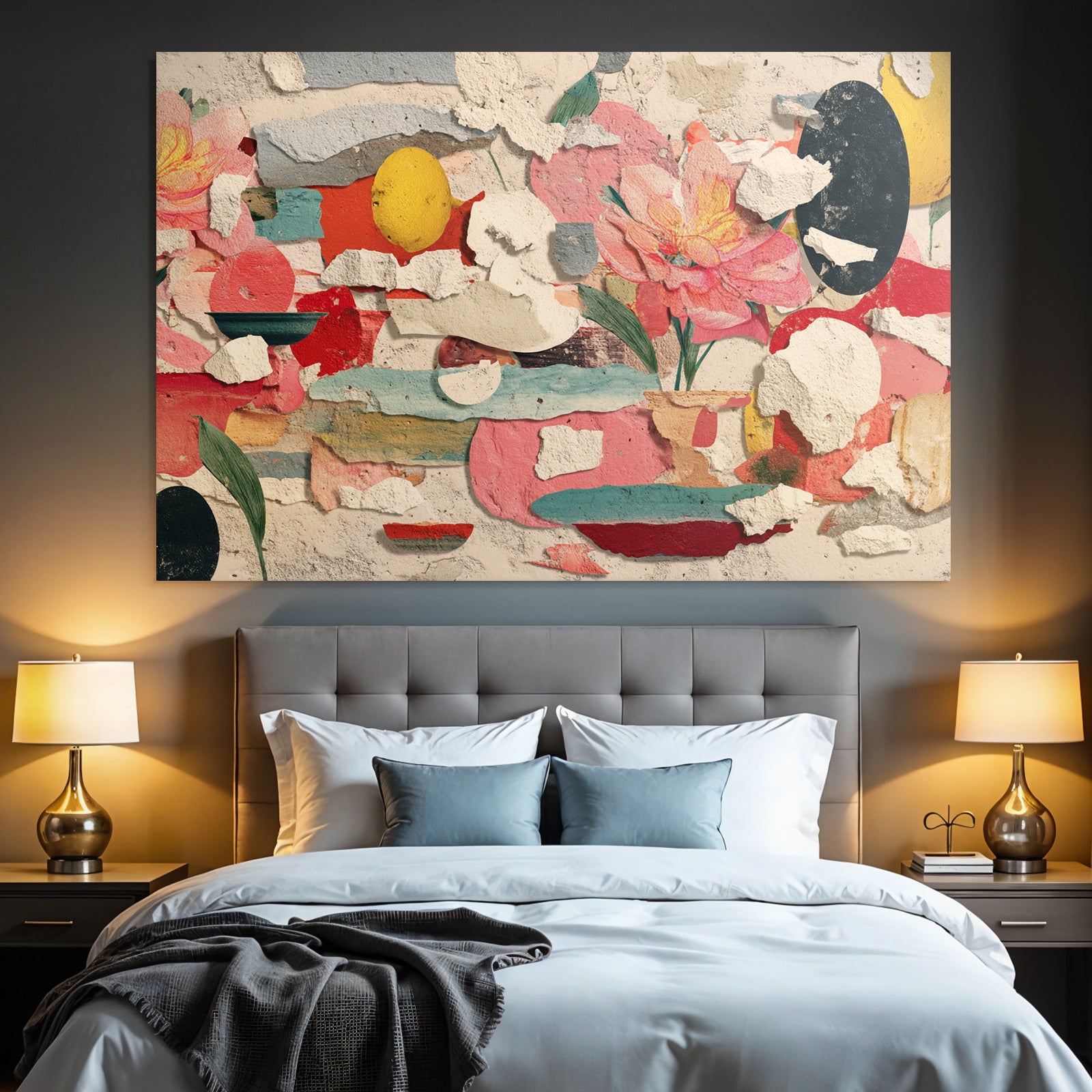Kunstvolle Komposition Abstrakte Florale Geometrische Elemente