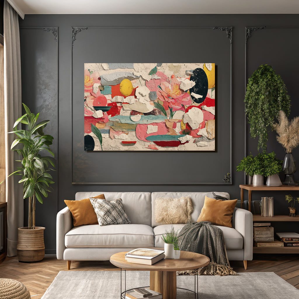 Kunstvolle Komposition Abstrakte Florale Geometrische Elemente