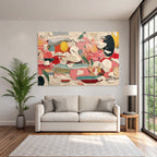 Kunstvolle Komposition Abstrakte Florale Geometrische Elemente