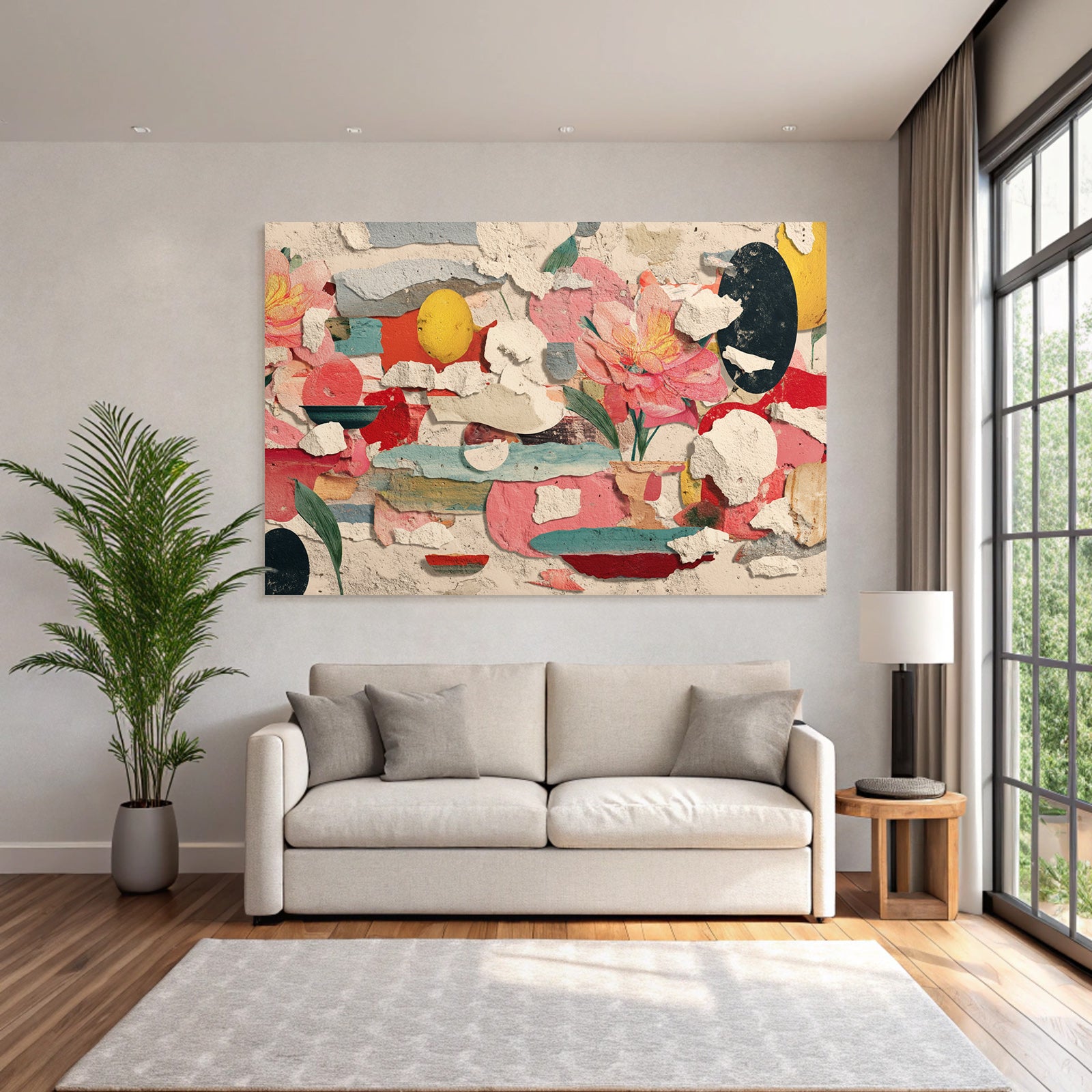 Kunstvolle Komposition Abstrakte Florale Geometrische Elemente