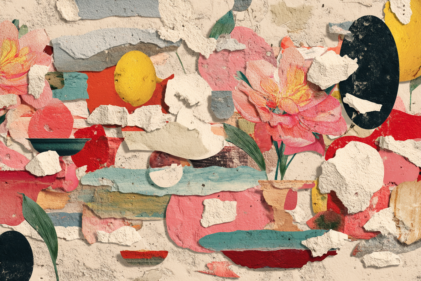 Kunstvolle Komposition Abstrakte Florale Geometrische Elemente | Collagen | Kunstgattungen