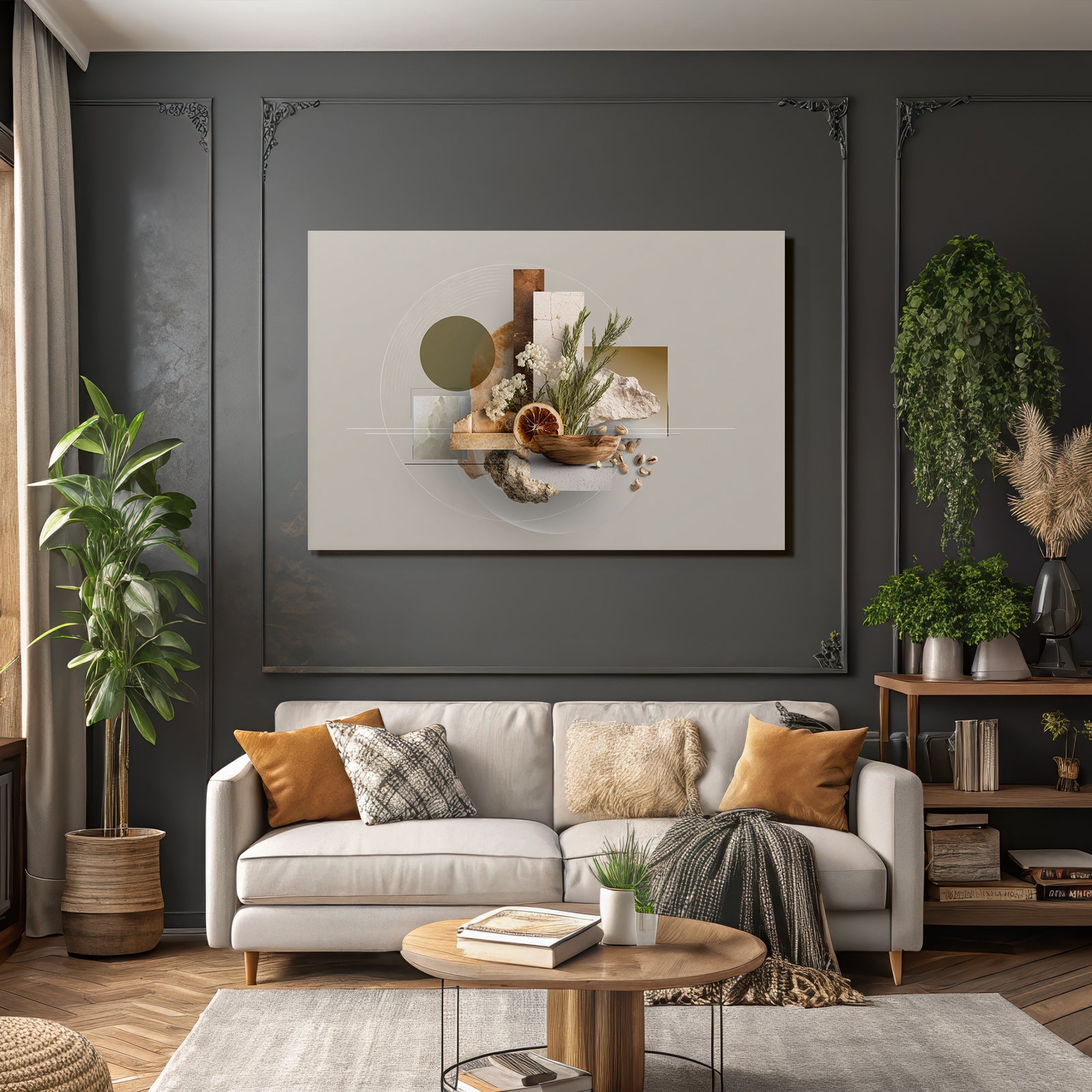 Natuerliche Geometrische Elemente Mischung Deko Kunst