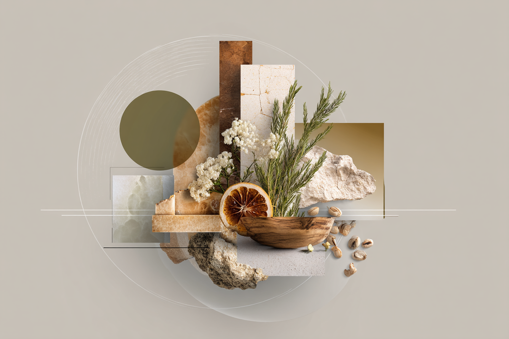 Natuerliche Geometrische Elemente Mischung Deko Kunst | Collagen | Kunstgattungen