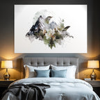 Natuerliche Schoenheit Zeichnung Bergreise Vogel Pflanzen Blumen Aquarell