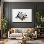 Natuerliche Schoenheit Zeichnung Bergreise Vogel Pflanzen Blumen Aquarell