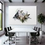 Natuerliche Schoenheit Zeichnung Bergreise Vogel Pflanzen Blumen Aquarell