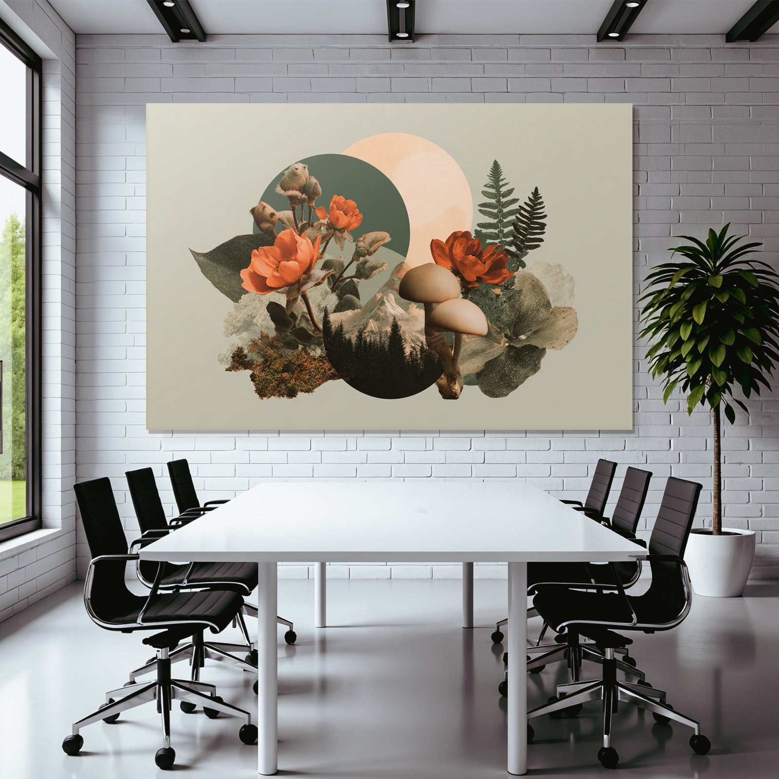 Natur Collage Blumen Pilze Blaetter Creative Design