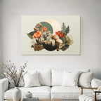 Natur Collage Blumen Pilze Blaetter Creative Design