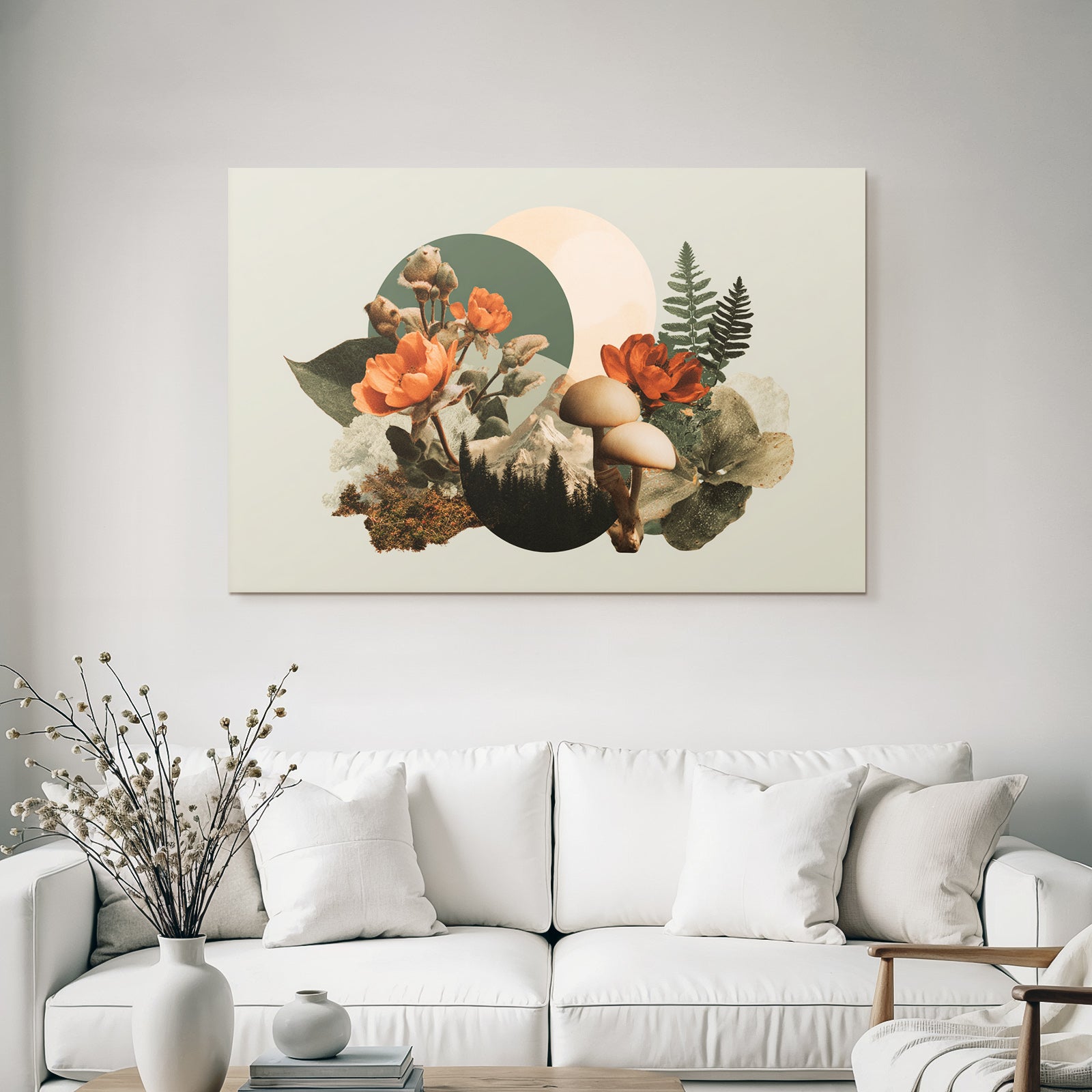 Natur Collage Blumen Pilze Blaetter Creative Design