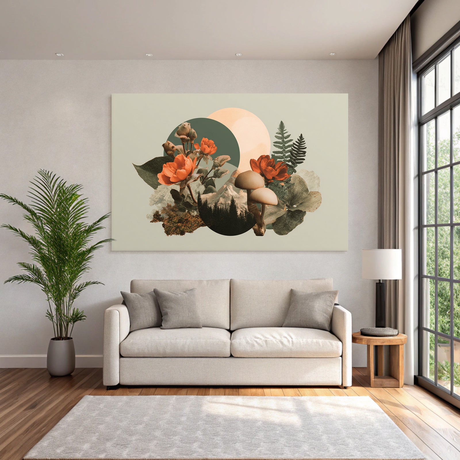 Natur Collage Blumen Pilze Blaetter Creative Design