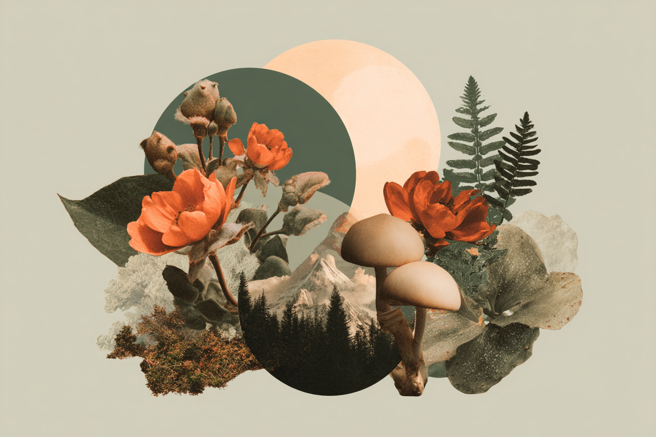Natur Collage Blumen Pilze Blaetter Creative Design | Collagen | Kunstgattungen