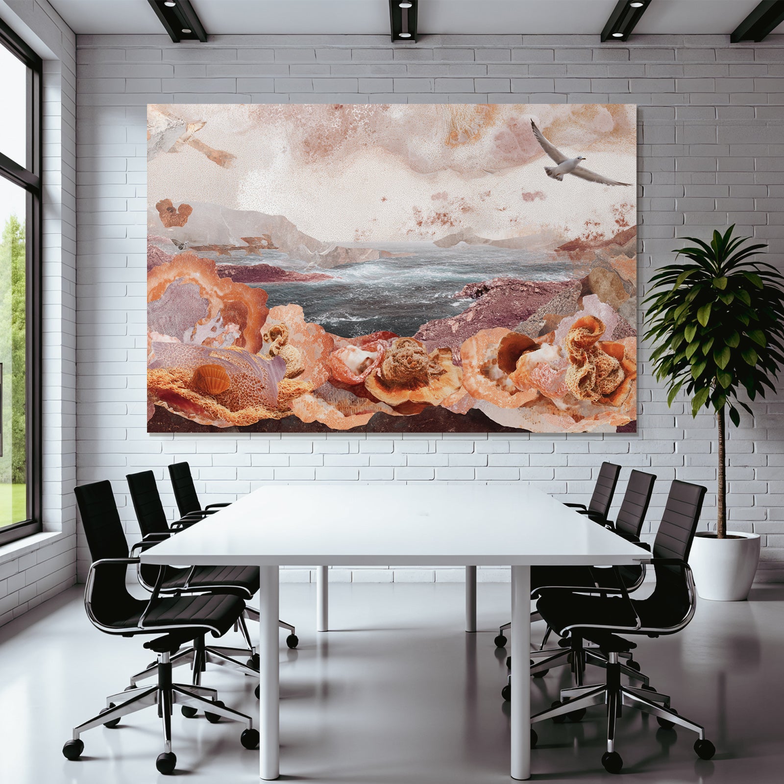 Natur Collage Kuestenlandschaft Gebrochene Wellen Schalen Coral Texturen